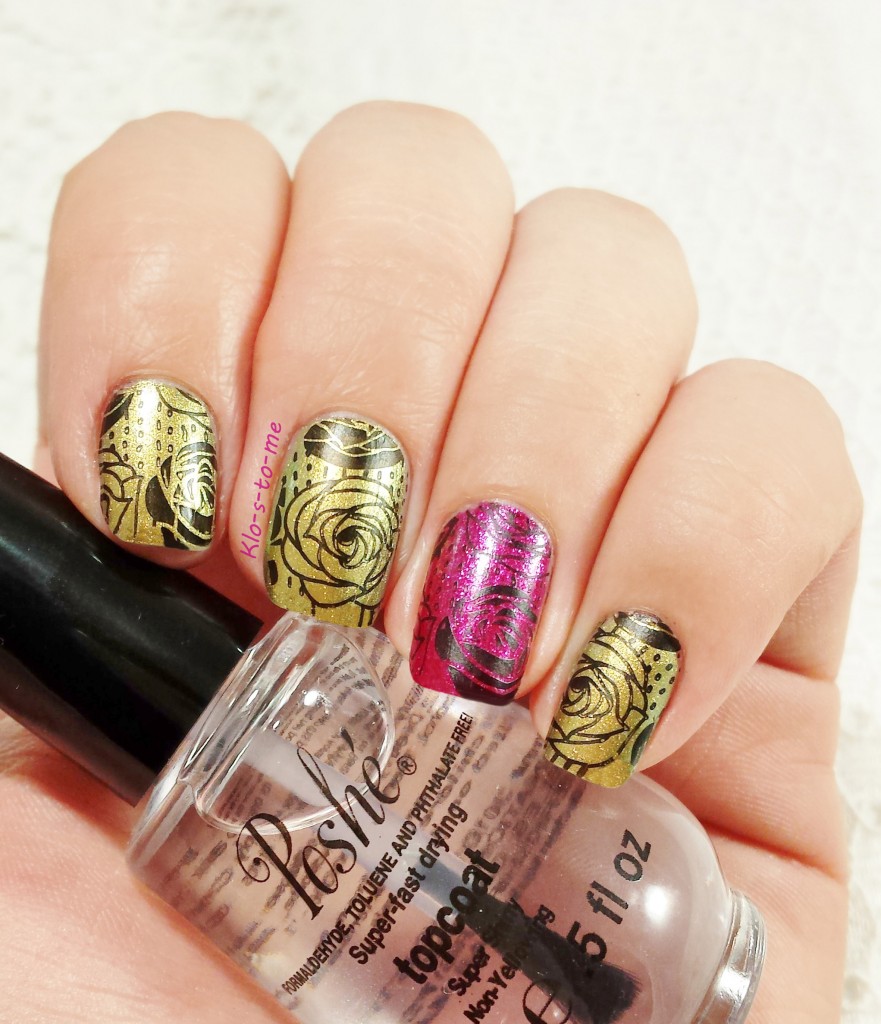 Nail-art stamping : roses