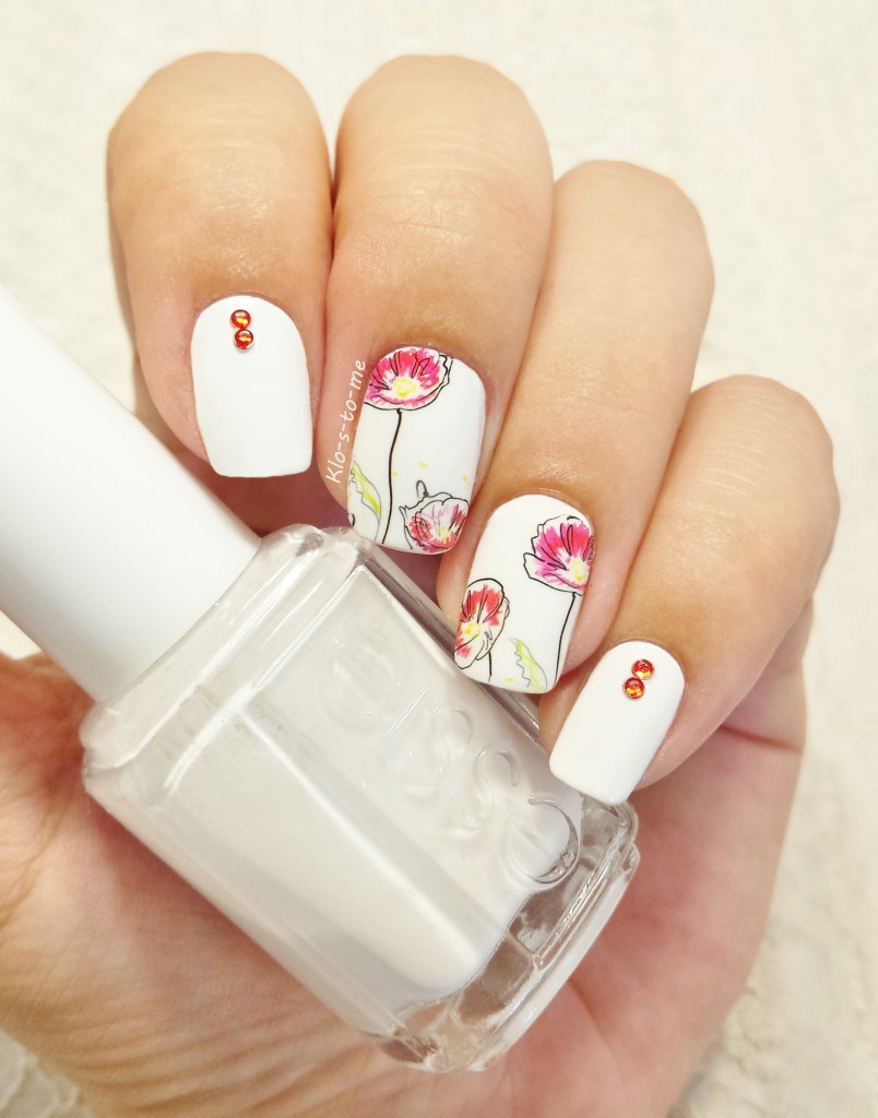 Nail-art water Decals et stickers : fleur rouge 