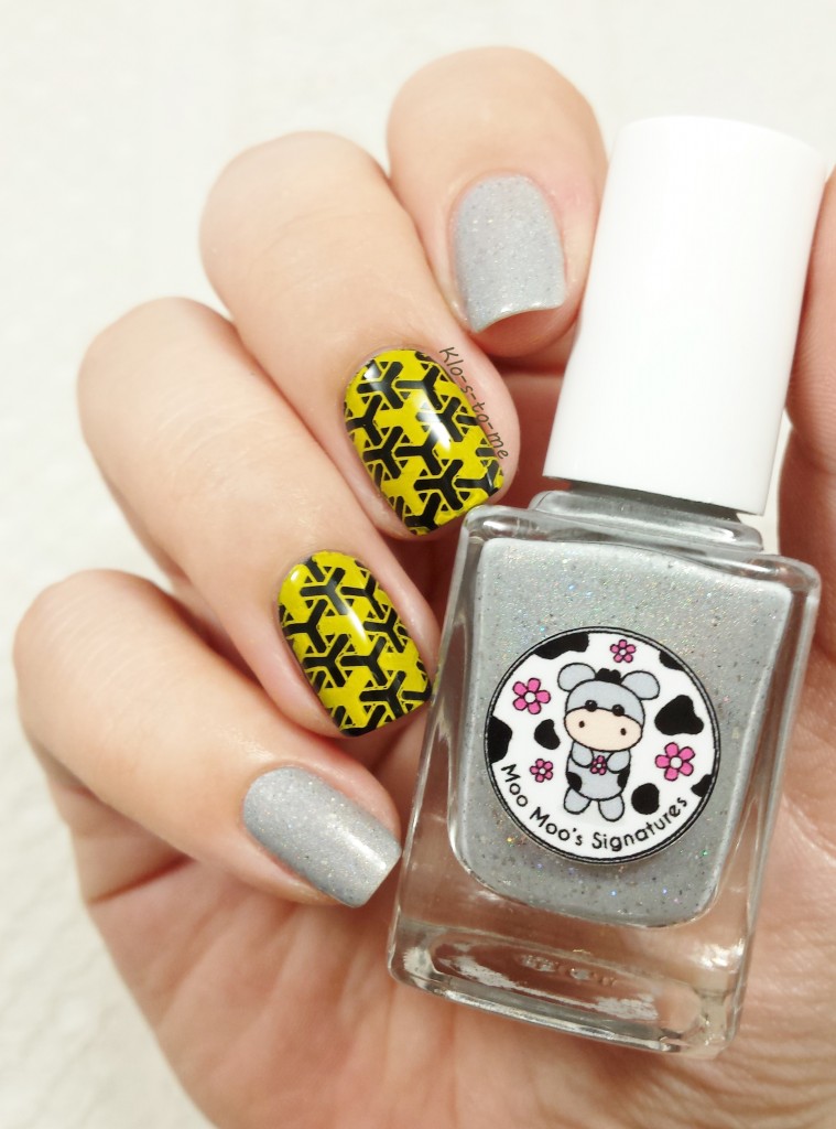 Nail-art graphique : jaune et lilas