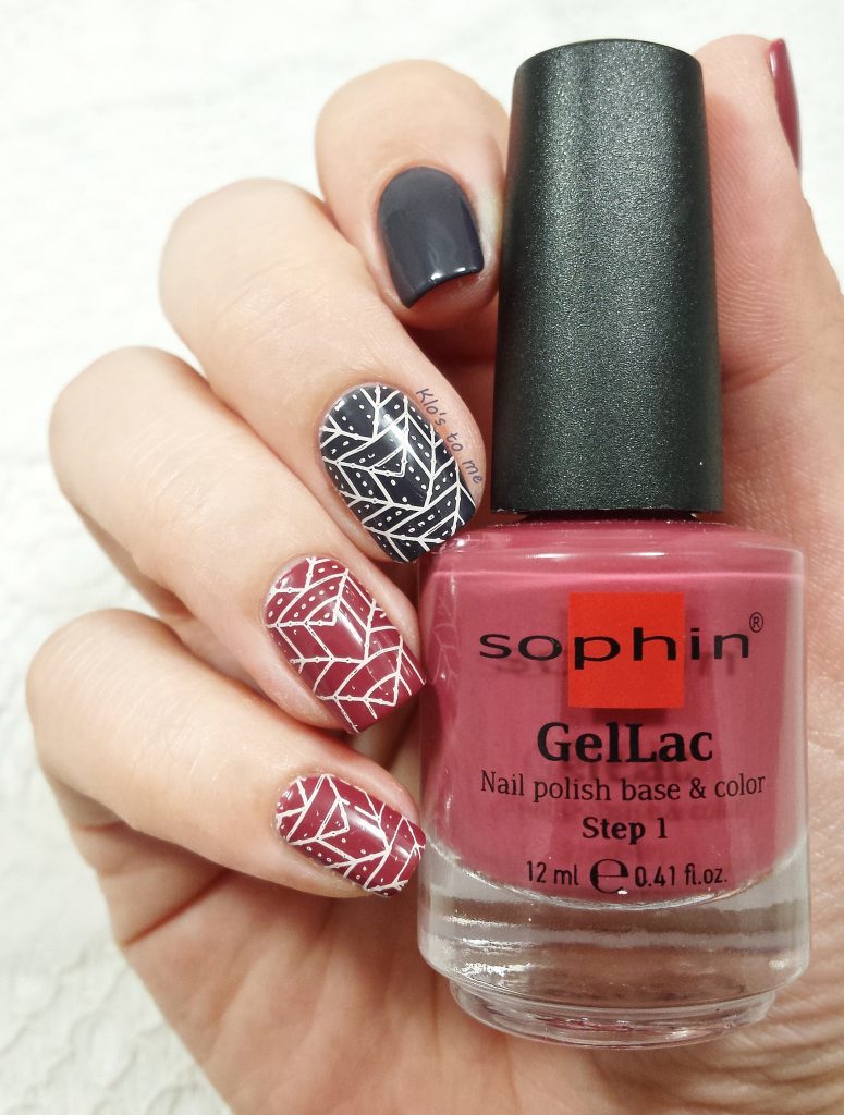 Nail art géométrique : gris et rose 