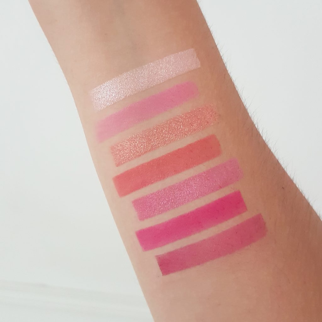 swatches fards roses