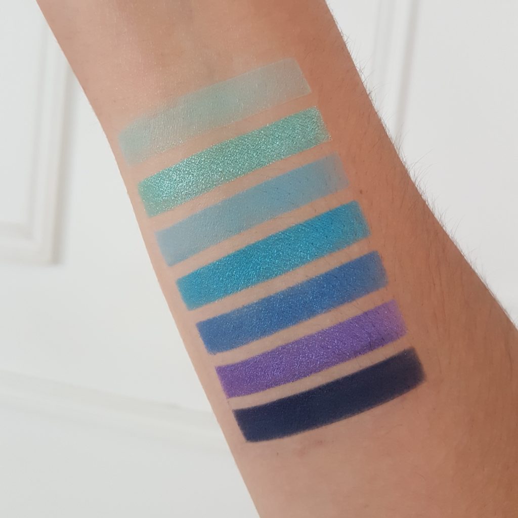 swatches fards bleus