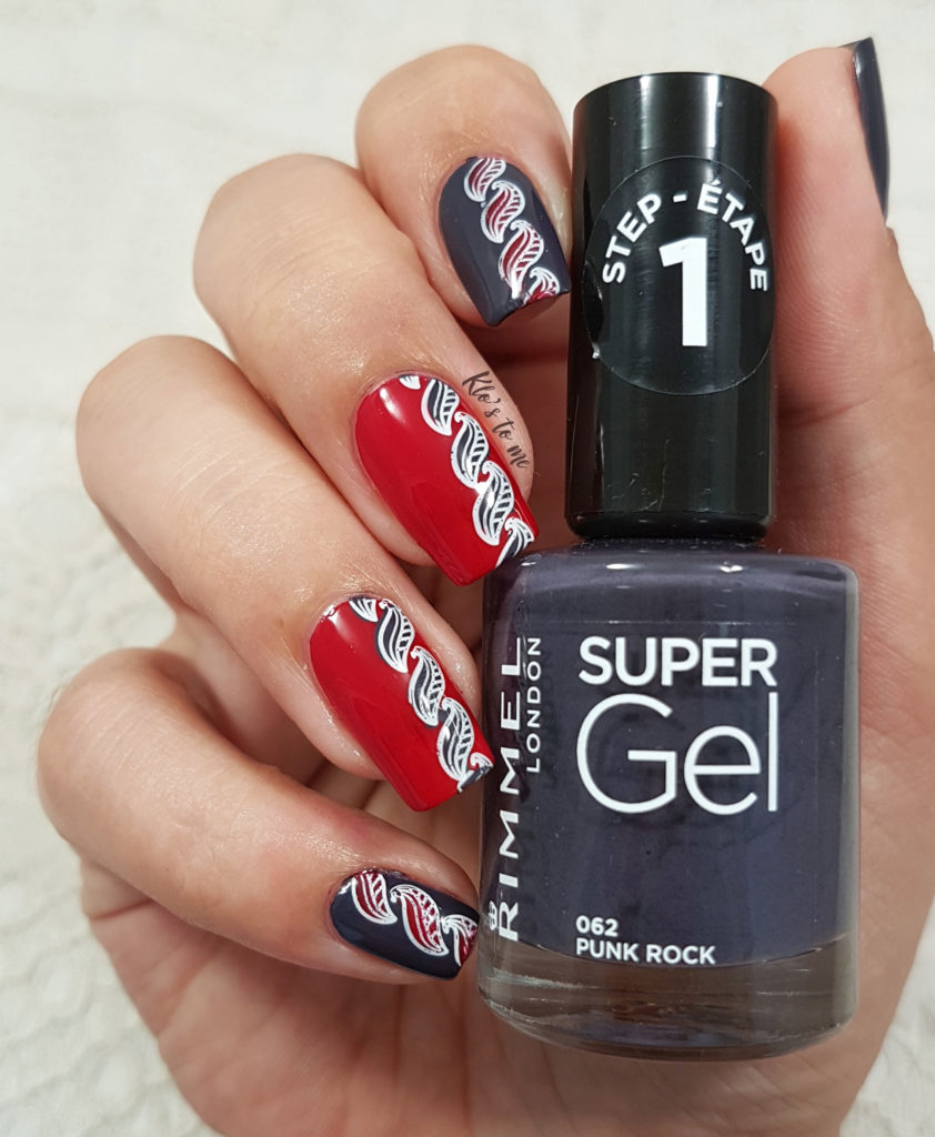 Nail-art gris et rouge rimmel