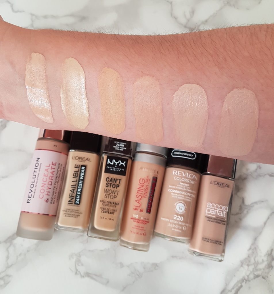 battle de fond de teint swatches