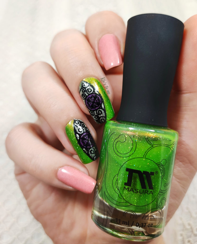 nail-art et Make-up rose et vert