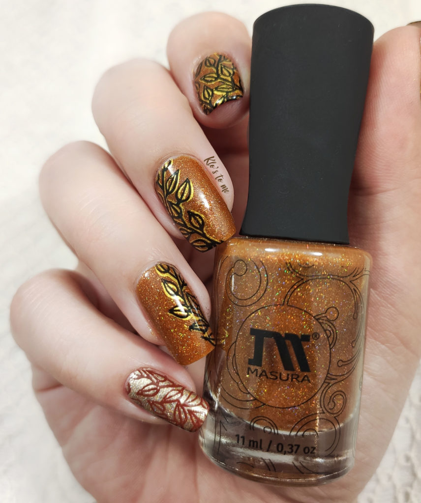 Nail-art brun et or