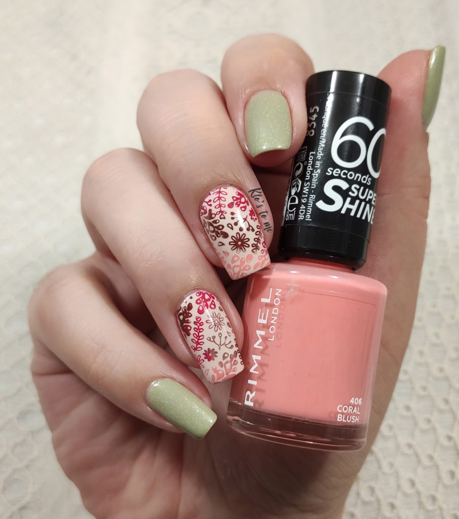 Nail-art vert et rose Rimmel