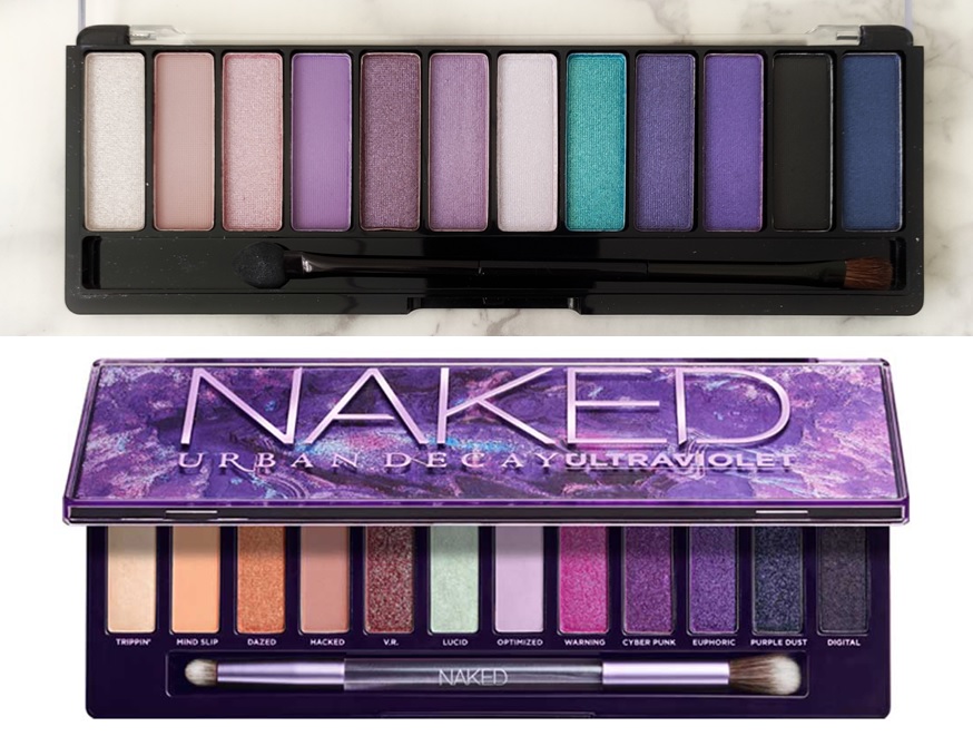 dupe palette rimmel magnif'eye electric violet vs urban decay naked ultra violet comparaison