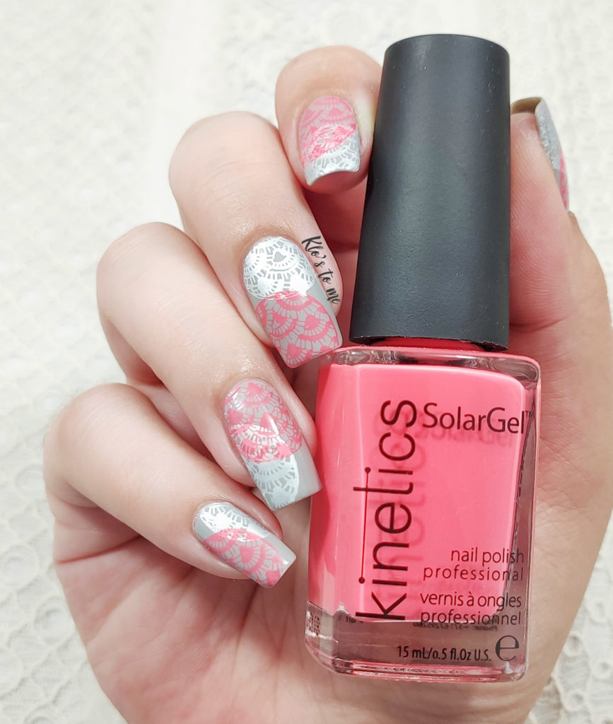 nail-art corail gris