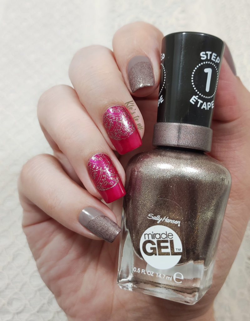 nail-art rose et chrome