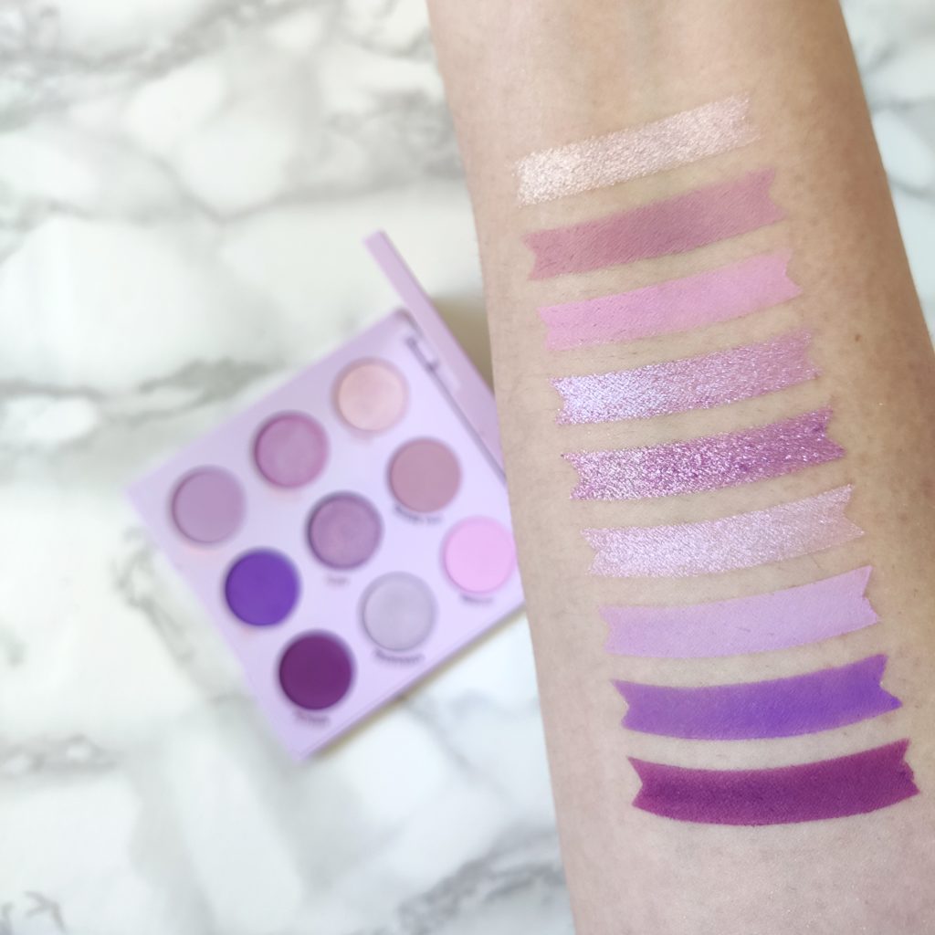 ColourPop Lilac you a lot palette swatches